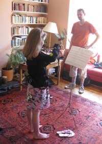 Young violin players enjoy wearing the Music Jacket and it does not inferfere with their playing (July 2009). Photo by Jon Bird.